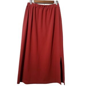 VERANESI Womens Red Maxi Skirt Size Medium Side Slit Full VTG Stretchy Bohemian